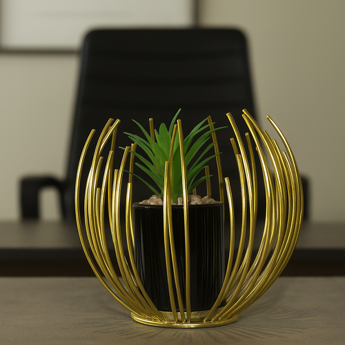 Elegant Metal Cage with Plant