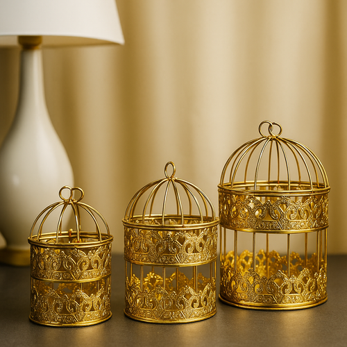 Metallic Bird Cage Set
