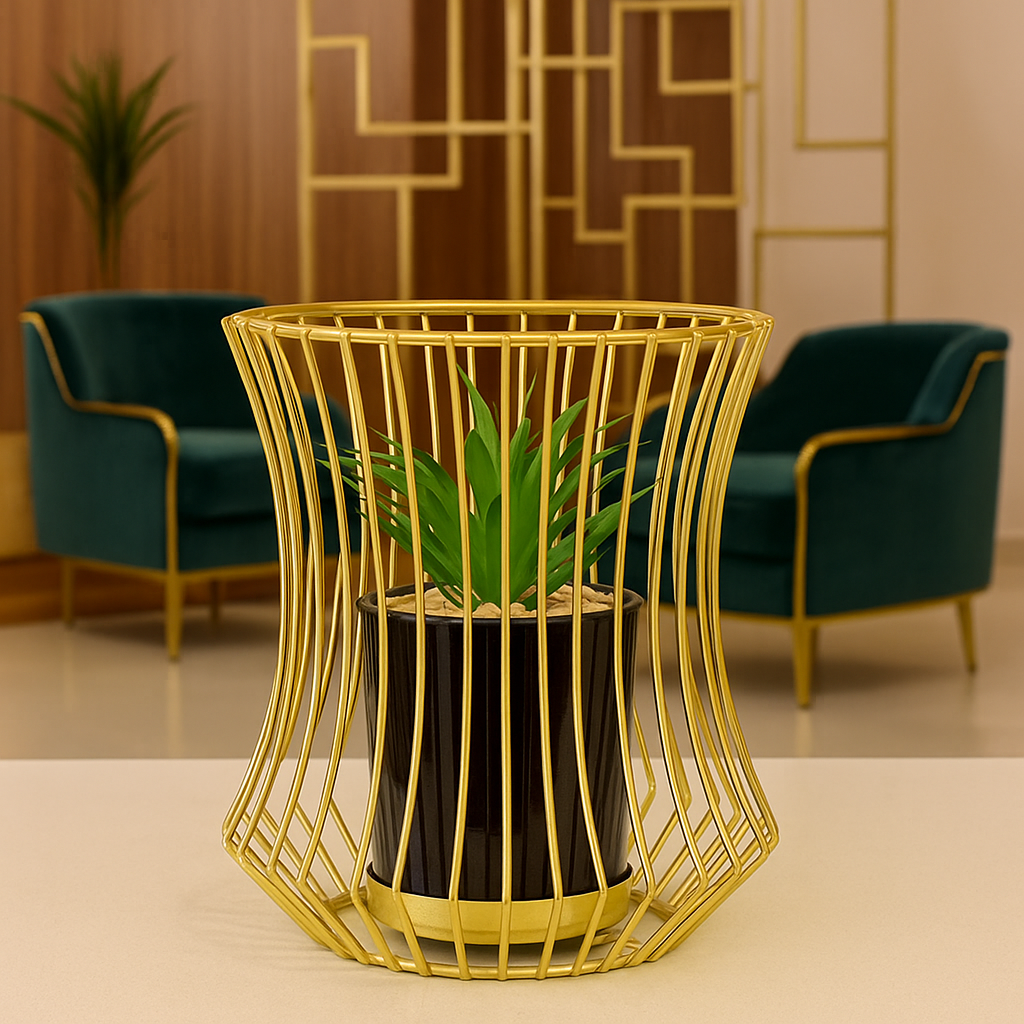 Plant with Gold Metal Case