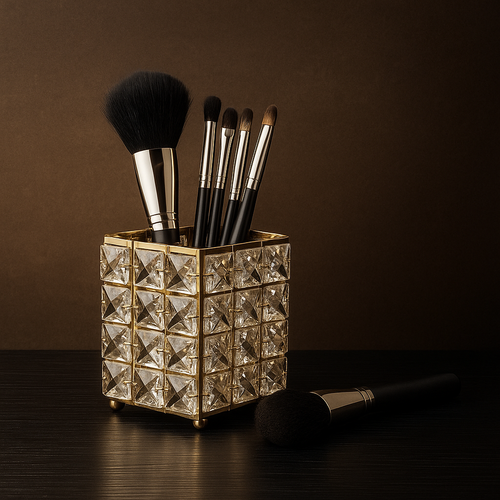 Metallic Flower and makeup Pot